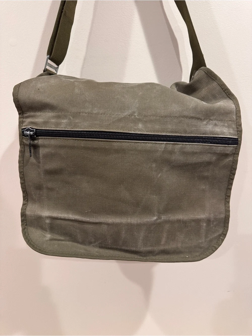 Marimekko Olive Green Canvas Messenger Bag